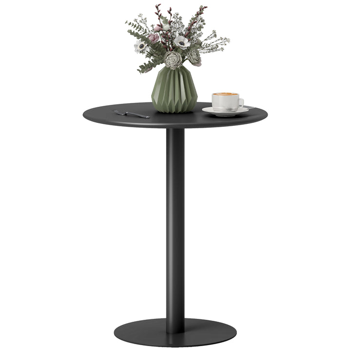 Mesa de Refeição Redonda para 2 Pessoas Mesa de Cozinha de Aço para Interior e Exterior Ø60x72 cm Preto