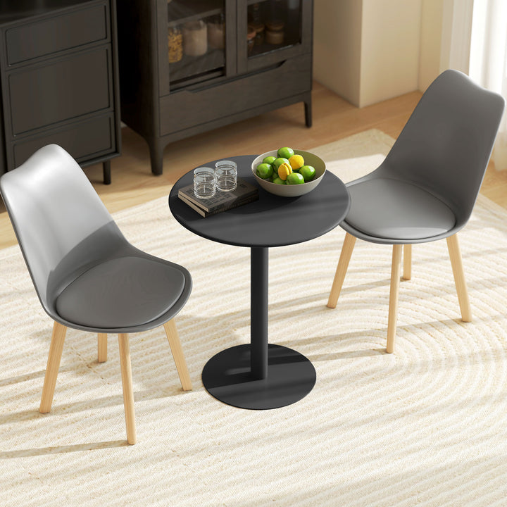Mesa de Refeição Redonda para 2 Pessoas Mesa de Cozinha de Aço para Interior e Exterior Ø60x72 cm Preto