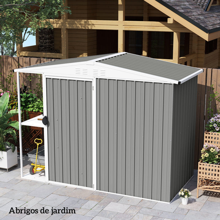 Conjunto de 12 Painéis para Teto de Aço Galvanizado Chapas Perfiladas de Teto 7m² para Abrigo de Ferramentas Abrigo Exterior 129x45 cm Cinzento Claro
