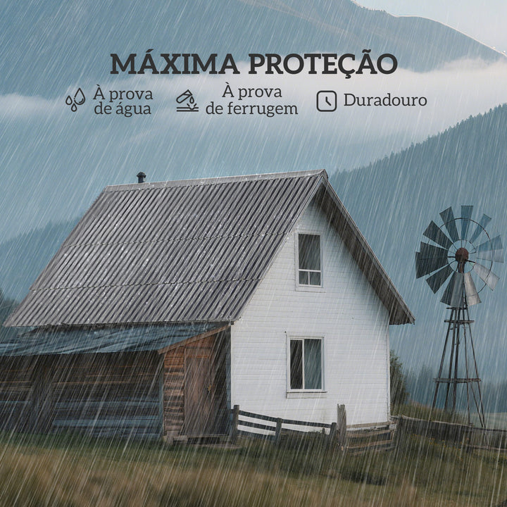 Conjunto de 12 Painéis para Teto de Aço Galvanizado Chapas Perfiladas de Teto 7m² para Abrigo de Ferramentas Abrigo Exterior 129x45 cm Cinzento Claro