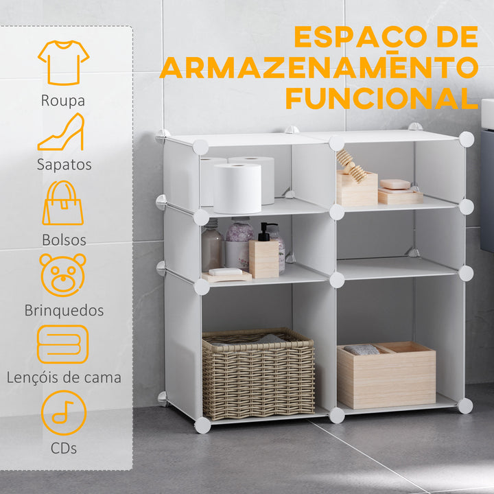 Armário Modular Móvel Organizador com 4 plateleiras Plástico 75x37x73cm Branco