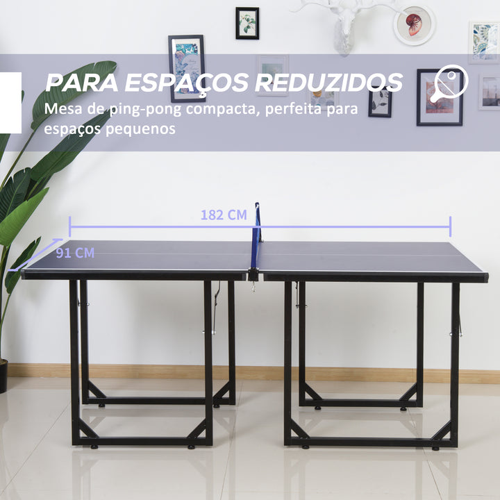 Mesa de Ping Pong Dobrável Mesa de Ping Pong Profissional com Rede e Estrutura de Aço para Interior e Exterior 182x91x76 cm Azul