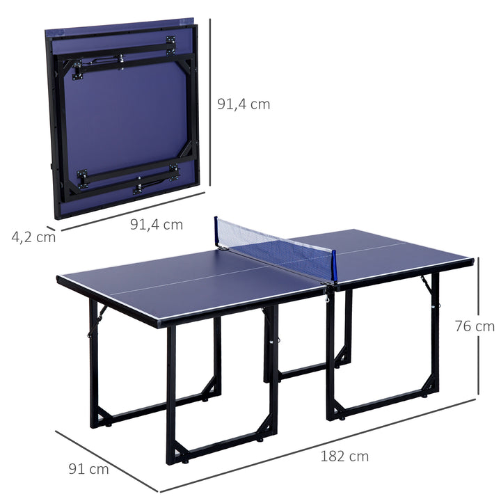 Mesa de Ping Pong Dobrável Mesa de Ping Pong Profissional com Rede e Estrutura de Aço para Interior e Exterior 182x91x76 cm Azul