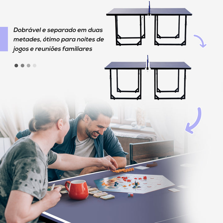 Mesa de Ping Pong Dobrável Mesa de Ping Pong Profissional com Rede e Estrutura de Aço para Interior e Exterior 182x91x76 cm Azul