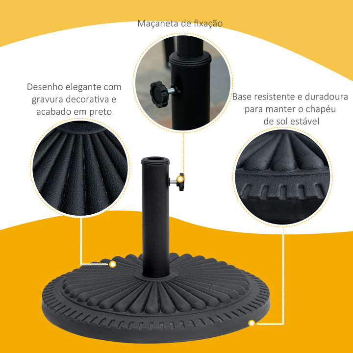 Base de guarda-sol para postes de diferentes diâmetros preto