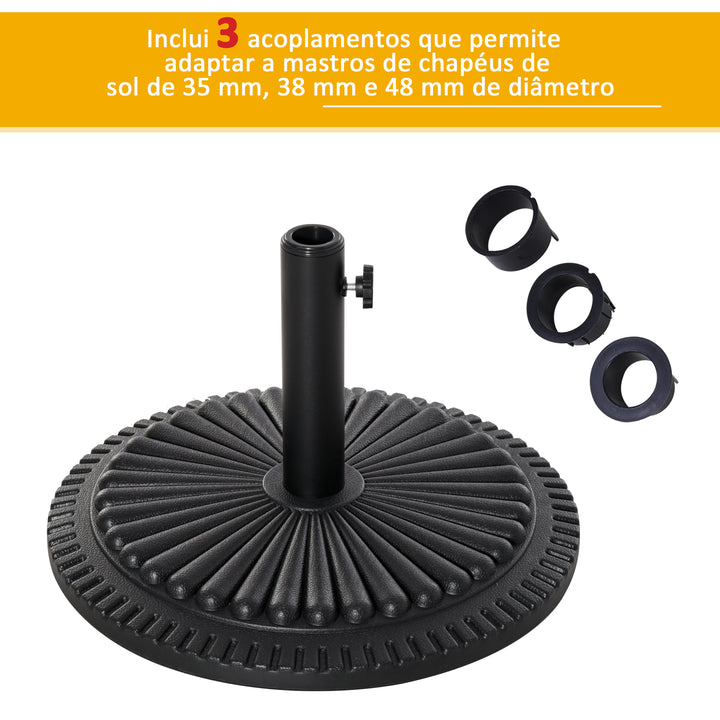 Base de guarda-sol para postes de diferentes diâmetros preto