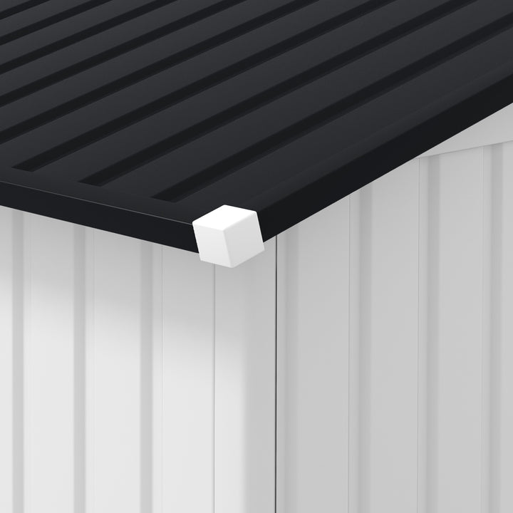 Abrigo de Jardim Exterior Abrigo e Jardim Metálico para Armazenamento de Ferramentas com 4 Janelas 12,4 m² 340x386x200 cm Branco e Cinza Escuro