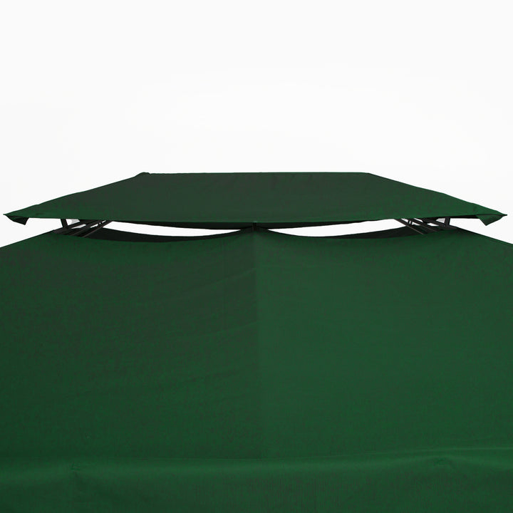 Toldo de Substituição 4x3m para Pérgola de Jardim 2 Níveis Respirável com 10 Orifícios de Drenagem Cobertura de Substituição de Pérgola Exterior Verde