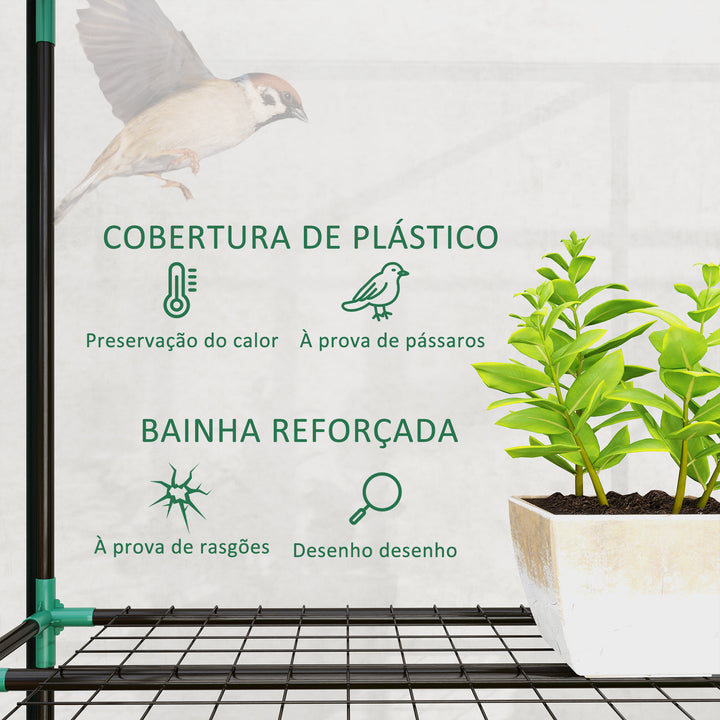 Estufa Pequena Estufa de Exterior com Prateleiras de 3 Níveis Portas com Fecho de Correr e Estrutura de Aço Estufa para Cultivar Plantas Flores 215x46x151 cm Transparente