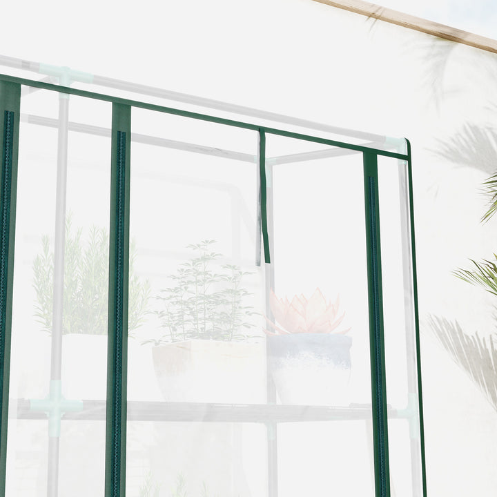 Estufa Pequena Estufa de Exterior com Prateleiras de 3 Níveis Portas com Fecho de Correr e Estrutura de Aço Estufa para Cultivar Plantas Flores 215x46x151 cm Transparente