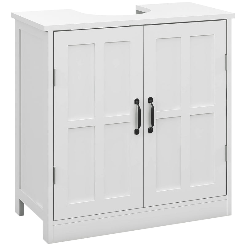 Móvel para Lavatório Pousar Armário para Casa de Banho com 2 Portas e Prateleira Interior Ajustável Capacidade 20 kg 60x30x60 cm Branco