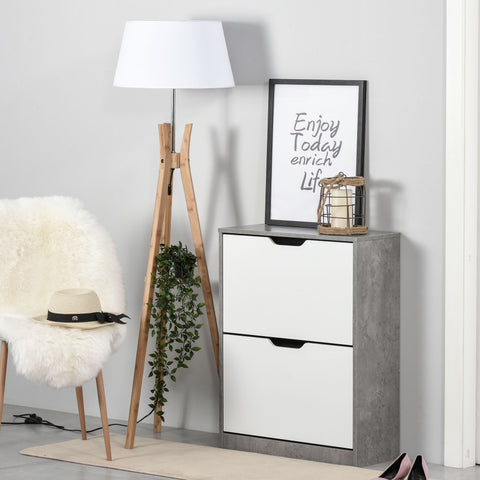 Sapateira Moderna Móvel Sapateira de Entrada com 2 Prateleiras Abatíveis para 8 Pares de Sapatos Sapateira Estreita para Corredor Entrada 62,5x26x81 cm Cinza