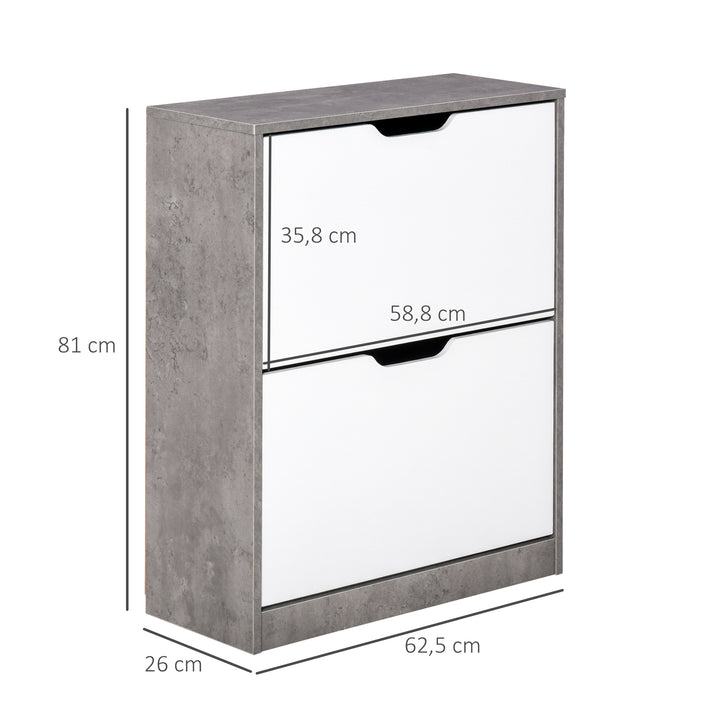 Sapateira Moderna Móvel Sapateira de Entrada com 2 Prateleiras Abatíveis para 8 Pares de Sapatos Sapateira Estreita para Corredor Entrada 62,5x26x81 cm Cinza