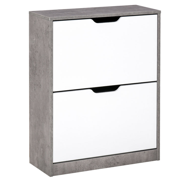 Sapateira Moderna Móvel Sapateira de Entrada com 2 Prateleiras Abatíveis para 8 Pares de Sapatos Sapateira Estreita para Corredor Entrada 62,5x26x81 cm Cinza