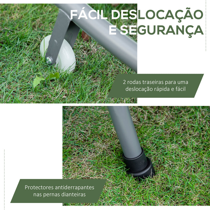 Espreguiçadeira Dupla de Jardim com Toldo Ajustável Espreguiçadeira de Jardim com 2 Almofadas para 2 Pessoas Espreguiçadeira de Piscina com 2 Rodas 200x175x134 cm Cinza