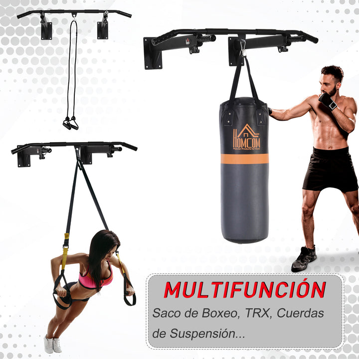 Barras de Tração de Parede para Treinamento Muscular Pull Up para casa Carga Máxima 150 kg Preto