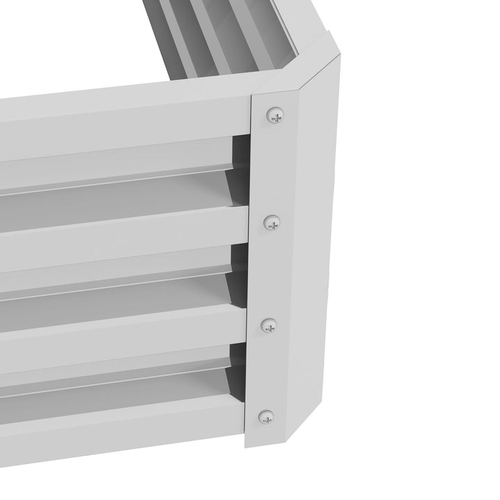 Caixa de Cultivo de 2 Níveis em Aço Galvanizado Floreira Exterior com Design em Escada e Fundo Aberto para Cultivo Plantas Herbári, para Terraço Jardim 120x101x58 cm Prata