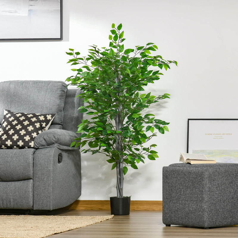 Planta Artificial Ficus 135 cm com Vaso 756 Folhas Planta Artificial Realista para Interior e Exterior Planta Artificial Decorativa Verde