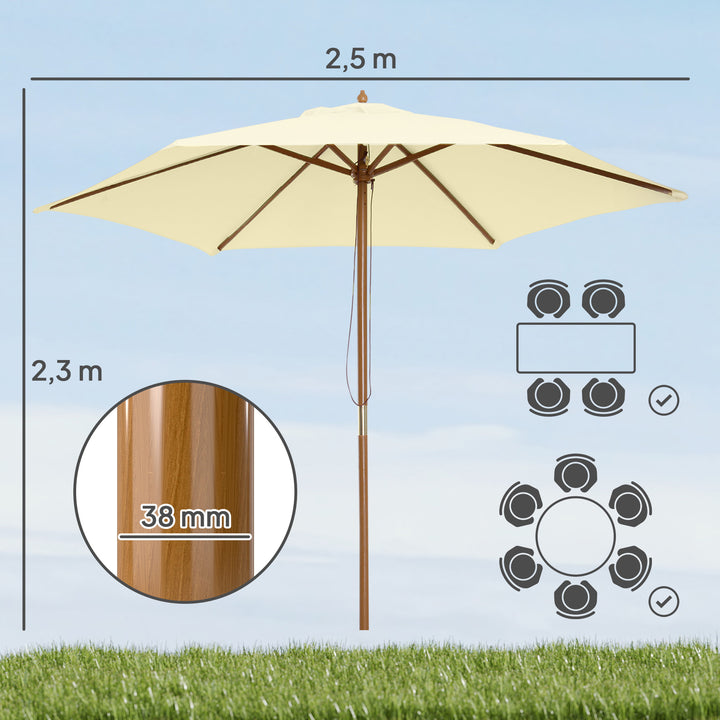 Parasol Pátio Terraço Jardim Diâmetro 250x225 cm Cor Creme