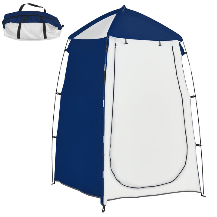 Tenda de Duche Campismo Portátil UV+25 Tenda de Privacidade para Casa de Banho Trocador com Janela Bolso e Bolsa de Transporte 123x121x98cm Azul