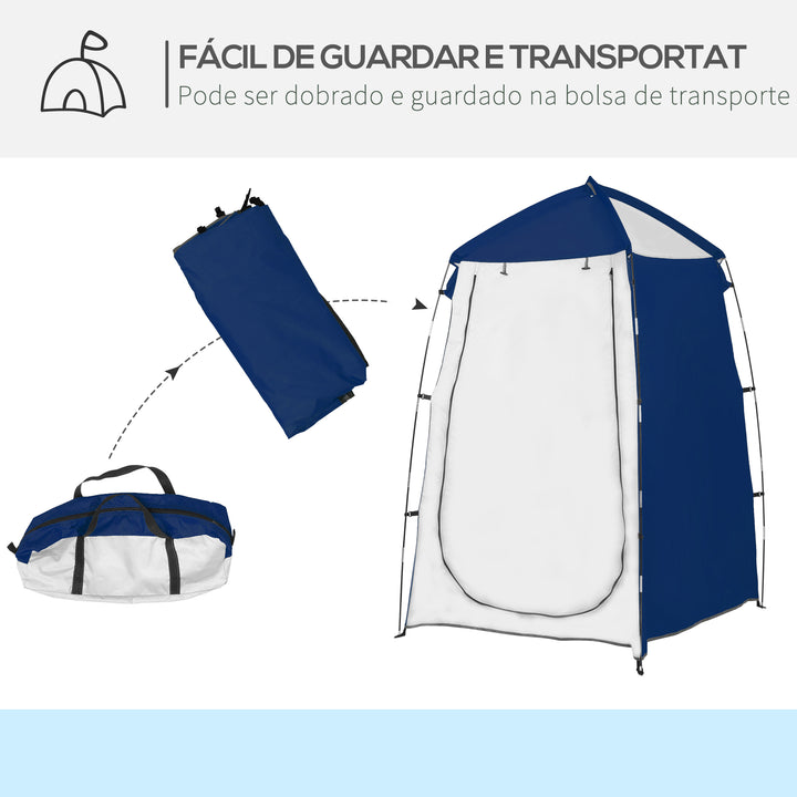 Tenda de Duche Campismo Portátil UV+25 Tenda de Privacidade para Casa de Banho Trocador com Janela Bolso e Bolsa de Transporte 123x121x98cm Azul