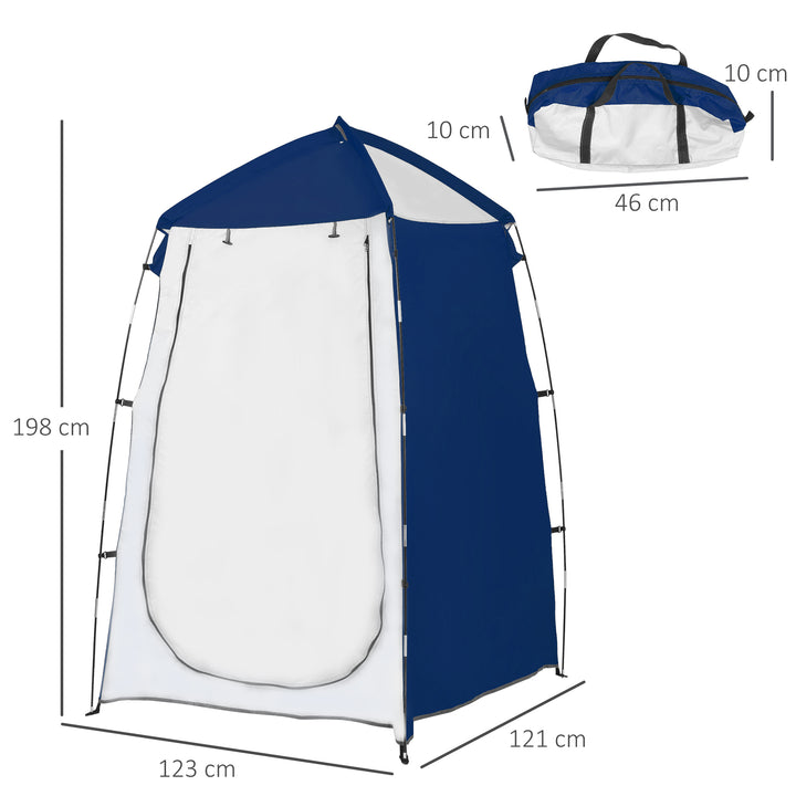 Tenda de Duche Campismo Portátil UV+25 Tenda de Privacidade para Casa de Banho Trocador com Janela Bolso e Bolsa de Transporte 123x121x98cm Azul