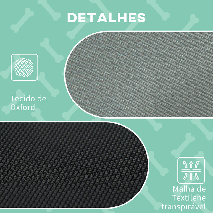 Cama elevada para animais de estimação Portátil com tecido respirável de toldo removível para interior e exterior 92x76x90 cm cinza