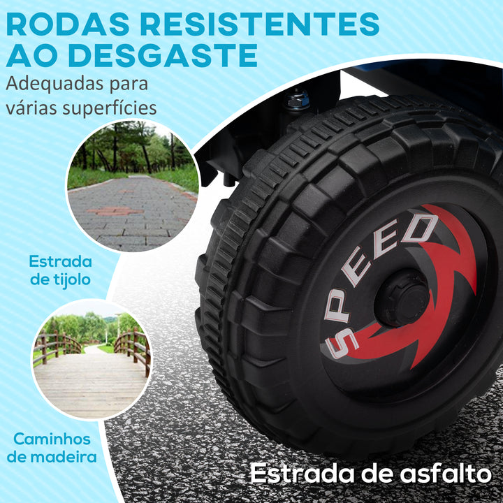 Quadriciclo Elétrico para Crianças 18-36 Meses Veículo Elétrico a Bateria de 6V com Velocidade 2,5 km/h Avanço e Marcha Atrás 70x41,5x48,5 cm Azul