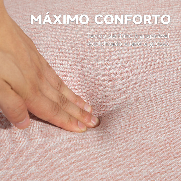 Sofá Cama de 2 Lugares com Encosto Ajustável em 3 Posições Apoio para os Braços Desmontável e Pés de Madeira Sofá Duplo Moderno para Sala de Estar Escritório 173x75x73 cm Rosa