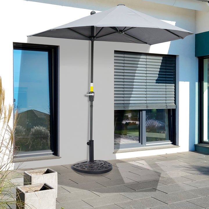 Base para Chapéu de Sol Peso 9 kg Base para Chapéu de Sol de Resina em Forma Semicircular para Mastros de Ø3,8 cm e Ø4,8 cm para Varanda Pátio Jardim 50x31x32 cm Bronze