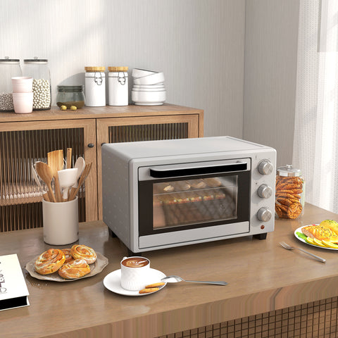 Mini Forno Elétrico 21L 1400W Forno Elétrico de Mesa com Temporizador até 60min e Temperatura Ajustável até 230? 46x38,5x29 cm Prata