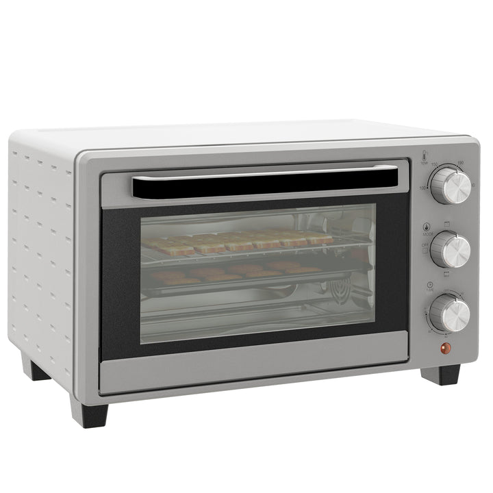 Mini Forno Elétrico 21L 1400W Forno Elétrico de Mesa com Temporizador até 60min e Temperatura Ajustável até 230? 46x38,5x29 cm Prata