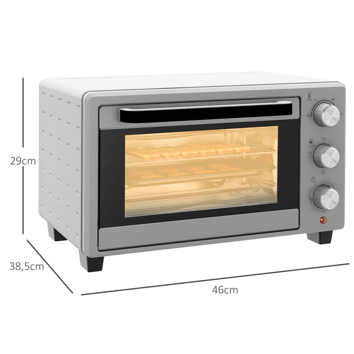 Mini Forno Elétrico 21L 1400W Forno Elétrico de Mesa com Temporizador até 60min e Temperatura Ajustável até 230? 46x38,5x29 cm Prata