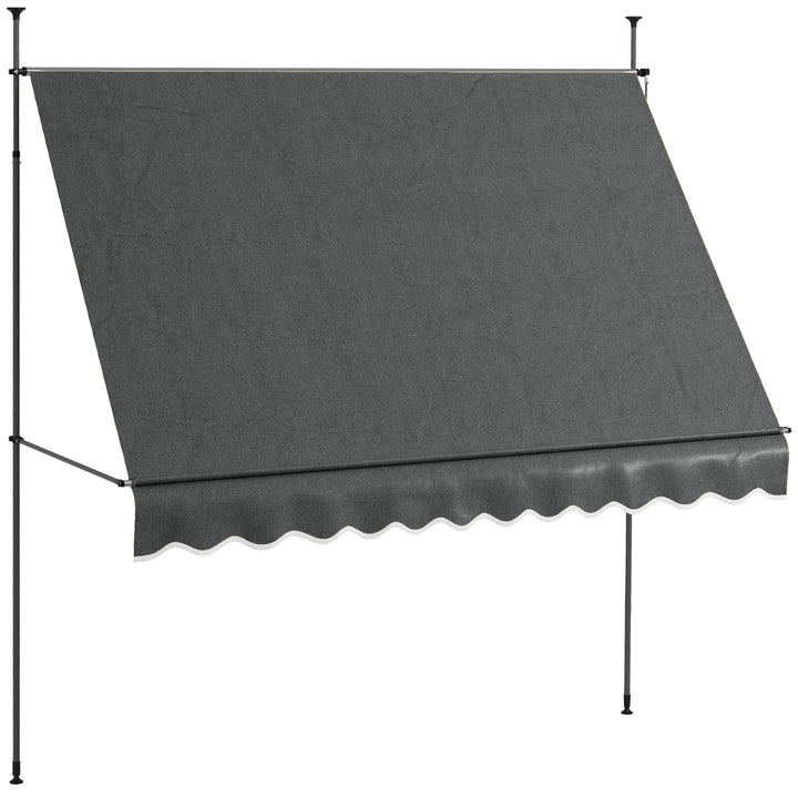 Toldo Manual Retrátil com Manivela 300x120x210-300 cm Toldo para Varanda com Altura Ajustável Impermeável e Anti-UV para Jardim Terraço Cinza Escuro