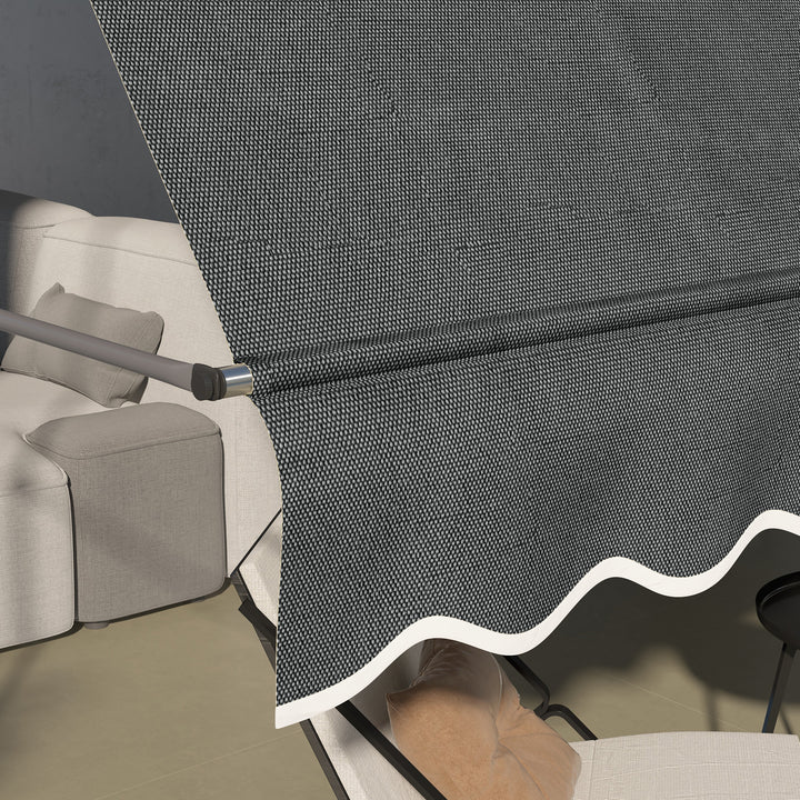 Toldo Manual Retrátil com Manivela 300x120x210-300 cm Toldo para Varanda com Altura Ajustável Impermeável e Anti-UV para Jardim Terraço Cinza Escuro