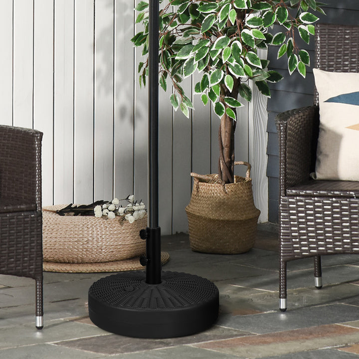 Base para Chapéu de Sol Redondo Suporte para Chapéu de Sol Recarregável com Água 22 kg e Areia 29 kg para Mastro de Chapéu de Sol de Ø38/48 mm Ø51x36 cm Negro