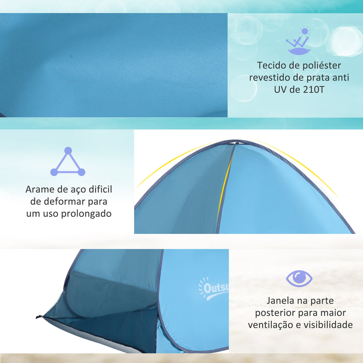 Tenda de campismo para praia Camping Picnic Azul - Poliéster e Aço - 150x200x115 cm