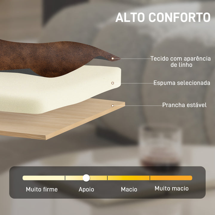 Poltrona Vintage Estofada em Couro Sintético com Almofada Espessa Estrutura em Madeira Maciça para Sala ou Quarto 64x79,5x80 cm Castanho
