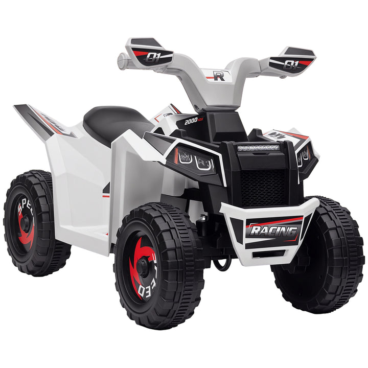 Quadriciclo Elétrico para Crianças 18-36 Meses Veículo Elétrico a Bateria de 6V com Velocidade 2,5 km/h Avanço e Marcha Atrás 70x41,5x48,5 cm Branco
