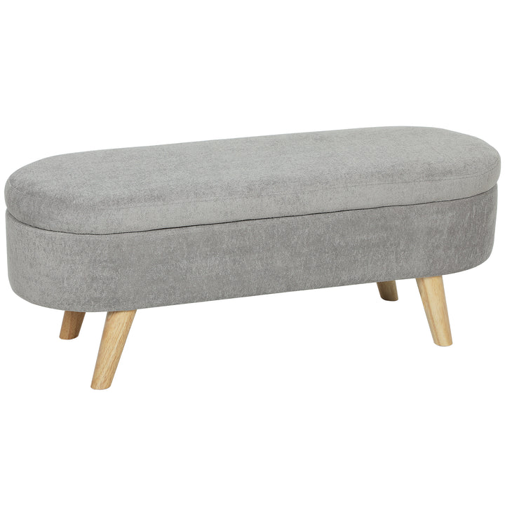 Banco para Pé de Cama Banco de Armazenamento com Pés de Madeira e Assento Acolchoado Carga 120 kg Puff de Armazenamento para Dormitório Entrada Corredor 110x40x43 cm Cinzento