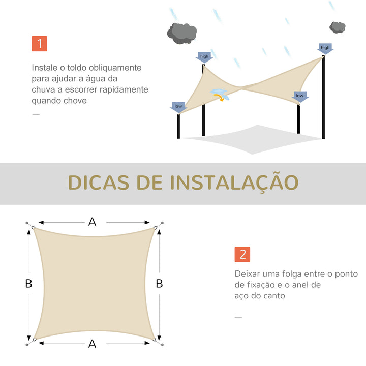 Toldo Vela quadrado 4x6m Proteção UV Poliéster para Patio Terraço Jardím Resistente a água Branco