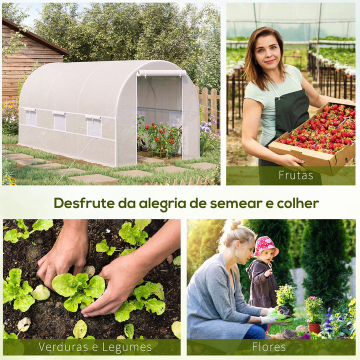 Estufa de jardim 4x2x2m com 6 janelas Cobertura PE 140g / ? Estrutura de aço impermeável