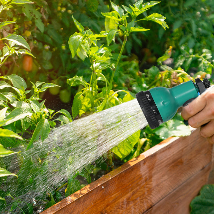 Carretel de Mangueira para Jardim 20+2 m Carretel de Mangueira Retrátil de Parede com 7 Bocais Função de Bloqueio Retorno Automático e Giro de 180° Cinza Claro