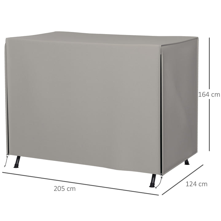 Capa para Móveis de Jardim Capa Protetora para Baloiços de Exterior com Fecho de Correr 205x124x164 cm Cinza Claro