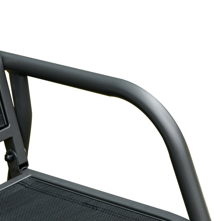 Banco de Balanço para Jardim de 3 Lugares Banco de Baloiço para Exterior com Apoios de Braços Capacidade 300 kg para Terraço Varanda Pátio 151x75x85 cm Preto