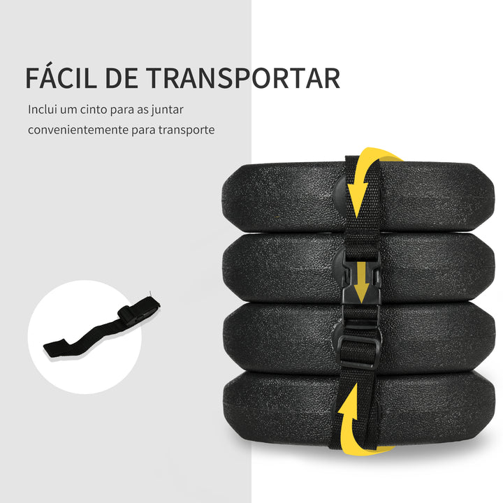 Conjunto de 4 Pesos para Tendas Dobráveis Pesos para Pérgola Preenchidos com Cimento Bases para Toldo Pérgola Ø22x5,5 cm Preto