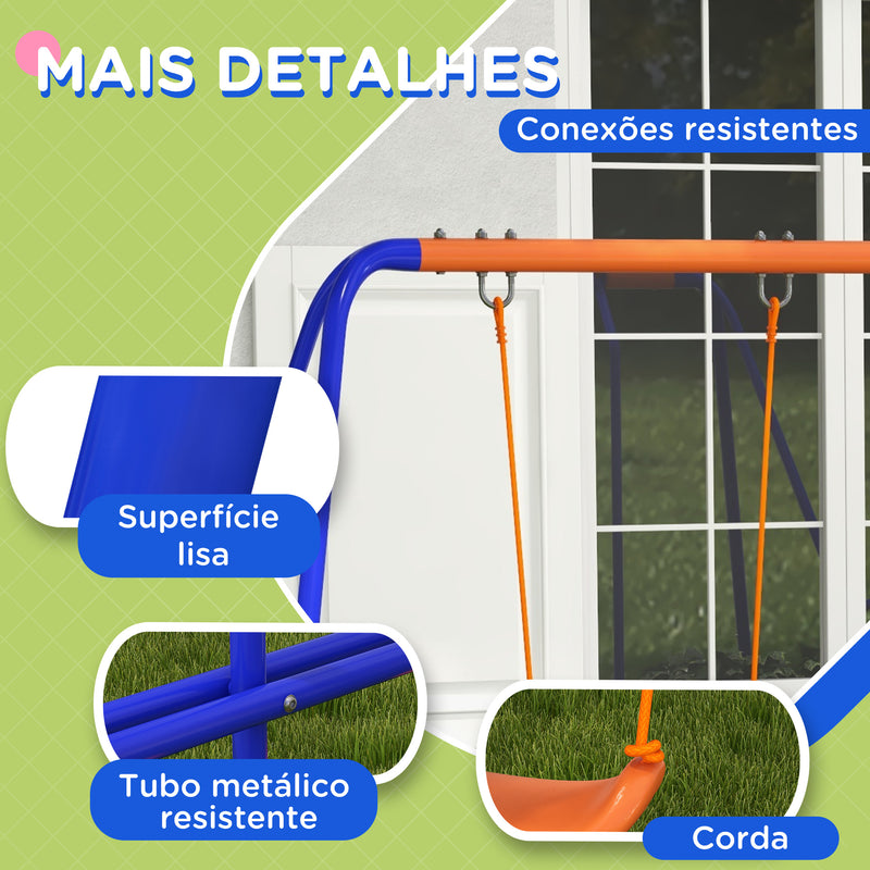 Baloiço Infantil 4 em 1 Baloiço para Crianças com 2 Baloiços Individuais 1 Baloiço Planador 1 Escorrega Corda Ajustável e Anti UV para Exterior 367x192x180 cm Multicor