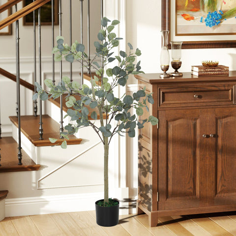 Eucalipto Artificial 150 cm Planta Artificial Decorativa Grande Árvore Artificial de Interior com 230 Folhas Decoração para Casa Escritório Dormitório Verde