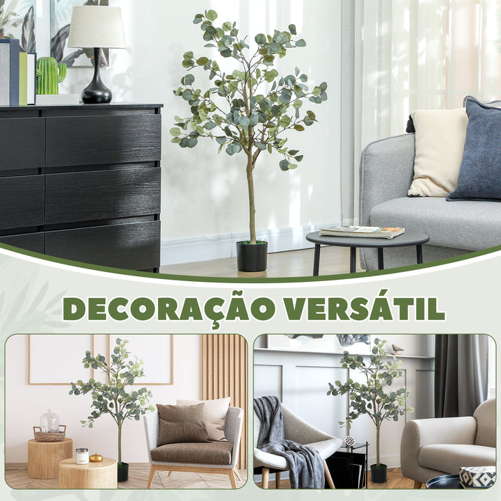 Eucalipto Artificial 150 cm Planta Artificial Decorativa Grande Árvore Artificial de Interior com 230 Folhas Decoração para Casa Escritório Dormitório Verde
