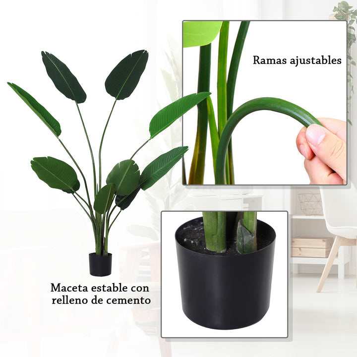 Planta Artificial com grandes folhas de palmeira Árvore realista com pote 10 folhas ?18x180cm